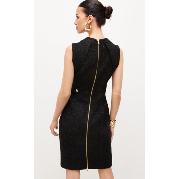 Karen Millen Set Sparkle Tweed DressAnd Faux Fur Cuff Jacket Sz 8 US - Picture 5 of 11